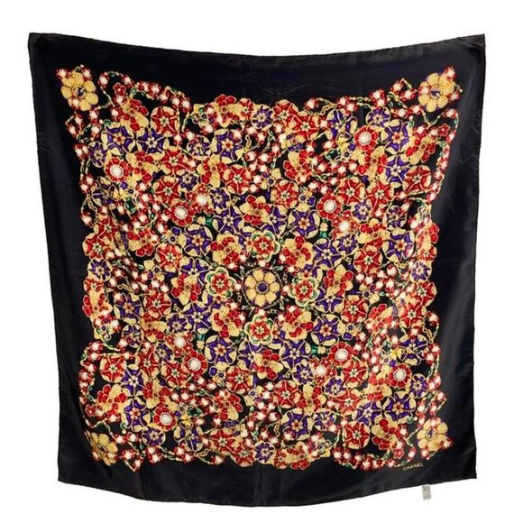 Chanel Accessories - Chanel Scarf Silk Black And Others